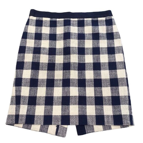 J. Crew Dresses & Skirts - J. Crew Size 4 Navy Blue & White Gingham Check Pencil Skirt Lightweight Small